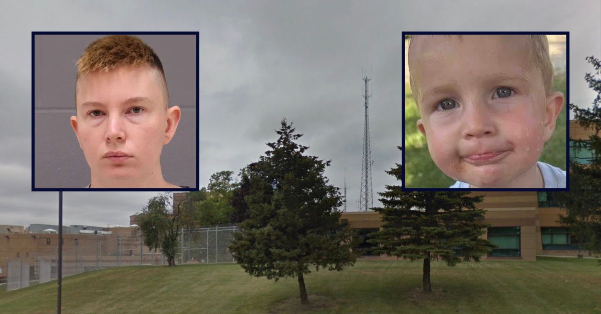 Inset, left to right: Irene A. Whitehead (Kent County Jail) and Ryleigh Whitehead (GoFundMe). Background: The Kent County Jail in Michigan (Google Maps).