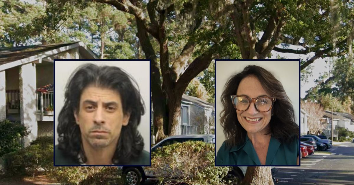 Addison Martinez, on the left, and Vida Martinez, on the right, inset against an image of an apartment complex in Georgia.