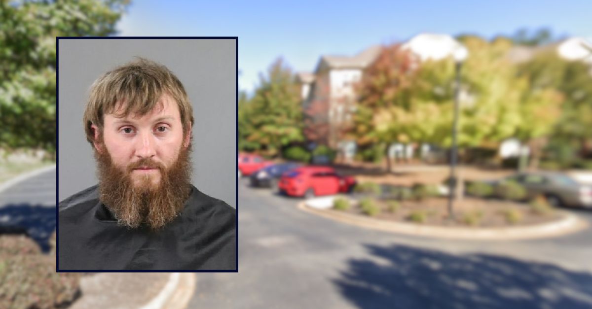 Thomas Anderson appears in a booking photo inset against an image of an apartment complex in South Carolina.