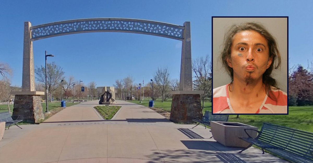 Walter Mousseau Jr. appears in a booking photo inset against an image of a park in South Dakota.