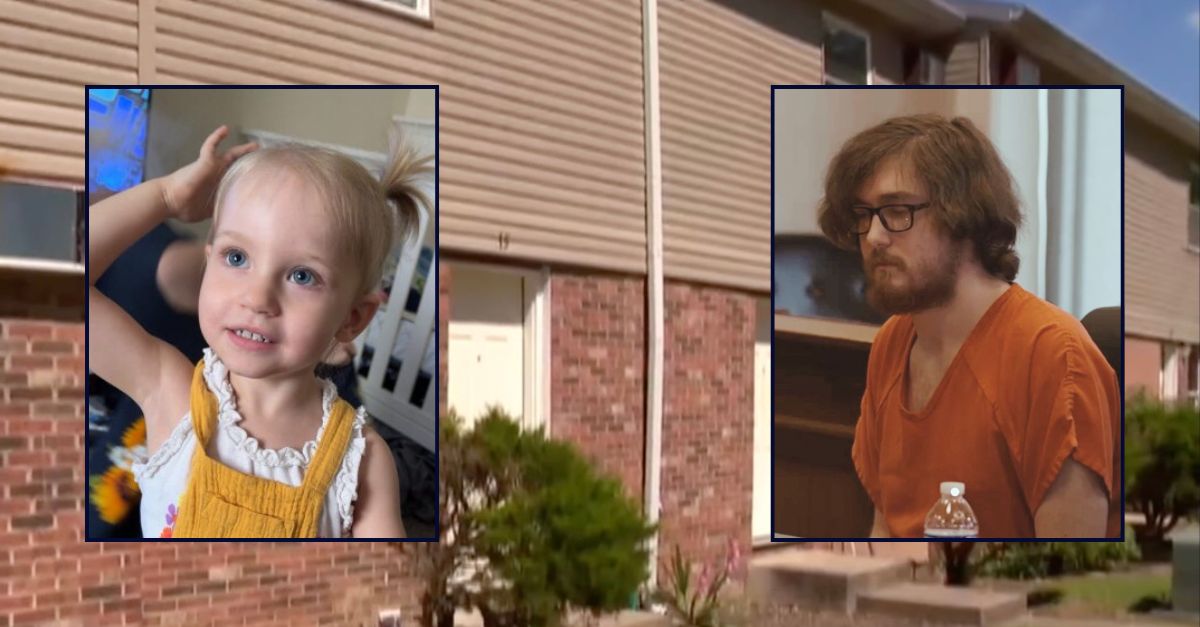 Inset, left to right: Lilith Nova Burkhardt (Meeker Funeral Home) and Brian Moser (Law&Crime). Background: The apartment complex where Moser killed Lilith last year (WXIX).