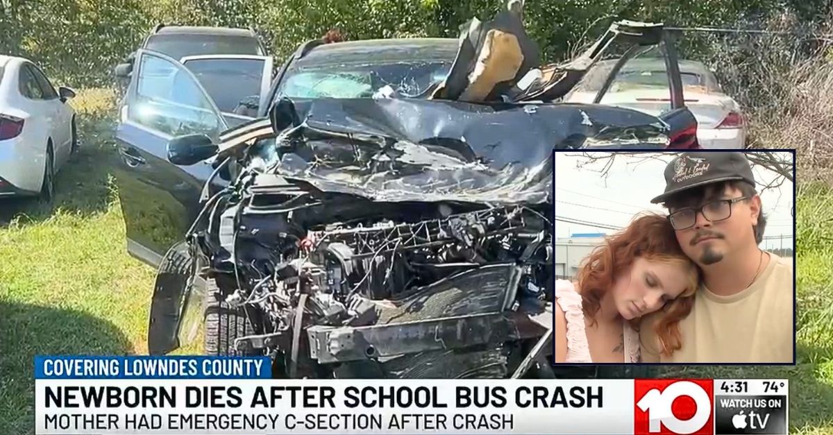 The Hyundai SUV that Sierra Johnson and Kasen Millwood were driving erstwhile a Georgia autobus operator allegedly ran a halt motion and slammed into them, starring to the decease of their unborn kid (WALB).