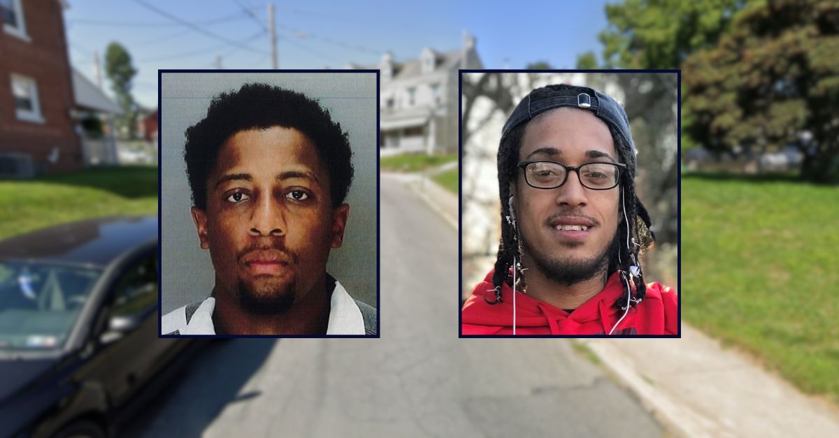 Left to right: Steffen Tidwell and Jomar Almestica appear inset against an image of a residential street in Pennsylvania.