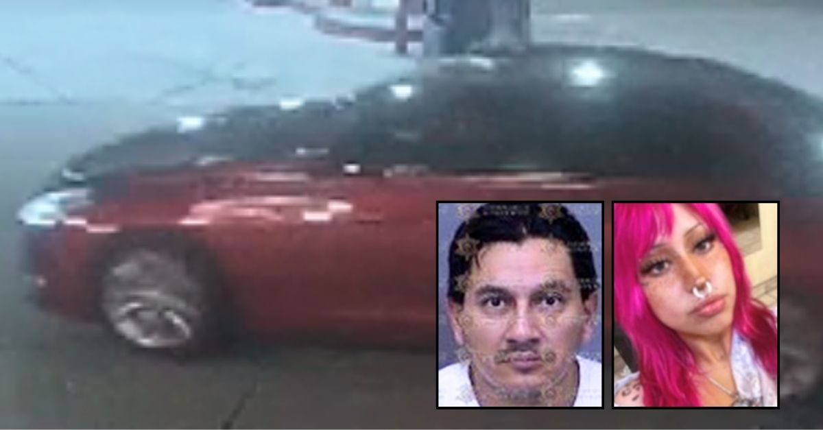 Left inset: Tommy Rodriguez (Maricopa County Sheriff's Office). Right inset: Isabella Comas (Avondale Police Department). Background: Isabella Comas' Hyundai Sonata that Tommy Rodriguez was allegedly caught cruising around in after she disappeared (Avondale PD). 