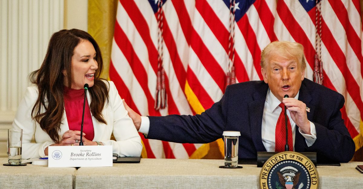 Brooke Rollins, on the left; Donald Trump, on the right.