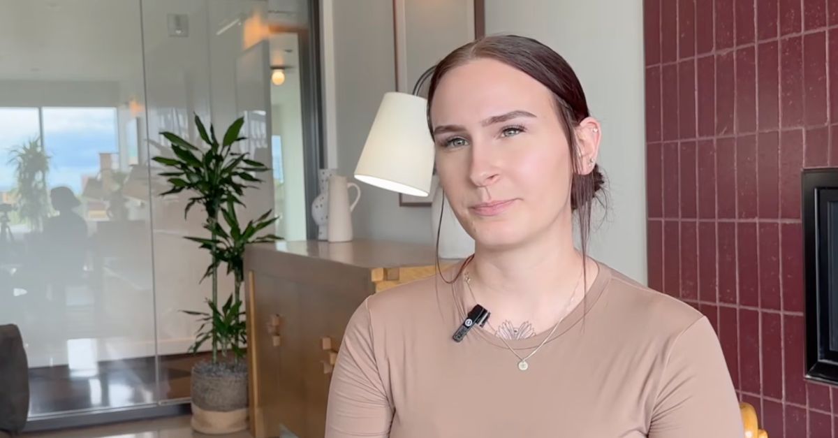 Hannah Jones speaks to a local news crew in Idaho.