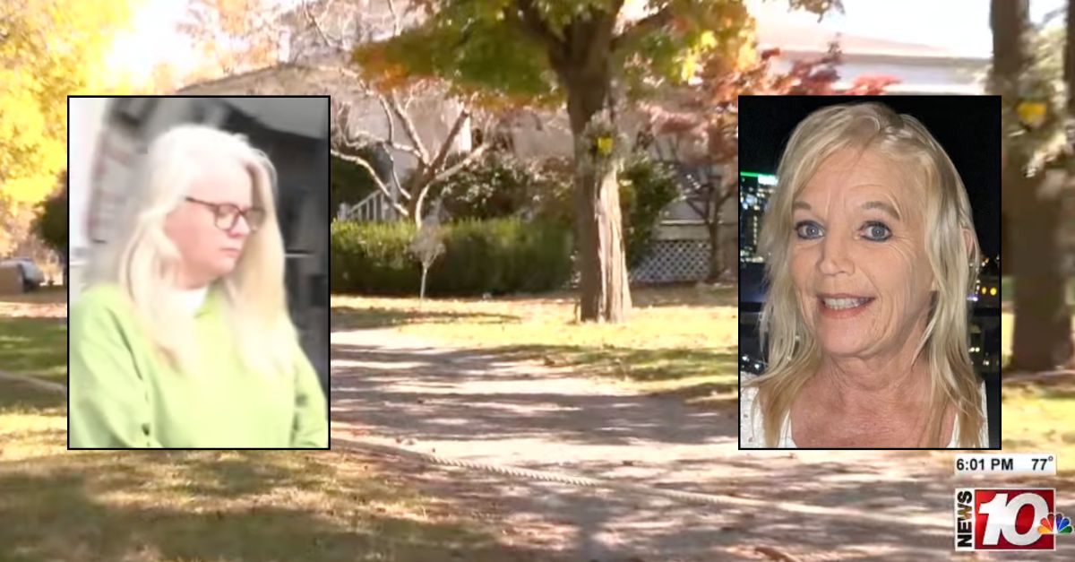 Inset left: Jamie Busch (YouTube/WROC). Inset right: Penny Busch (Facebook). Background: The home in Monroe County, N.Y., where Busch was killed (WHEC/YouTube).
