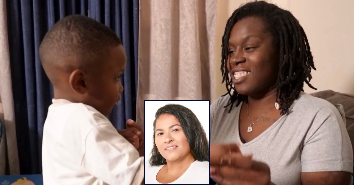 Main: Victoria Vasser with her son, Dylan Davis, during an interview with WTSP (WTSP). Inset: Sizzly M Auer (Birthgodsway.org).