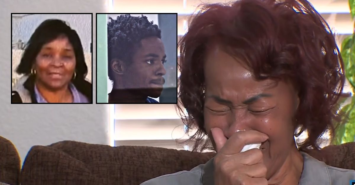 Hester Johnson's older sister, Iredell Washington, who held her during her last moments aft Devion Teague allegedly changeable the 75-year-old (KLAS/YouTube).