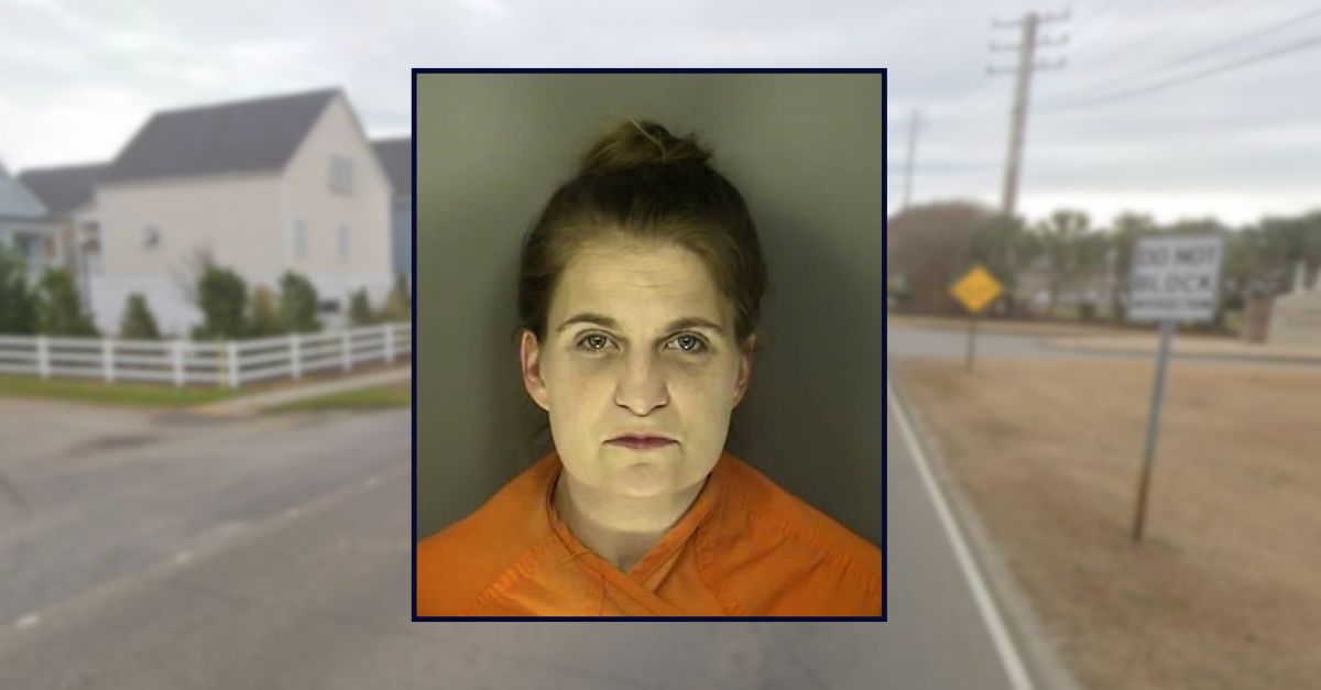 Kayla Tisdale appears in a booking photo inset against an image of a roadway in South Carolina.