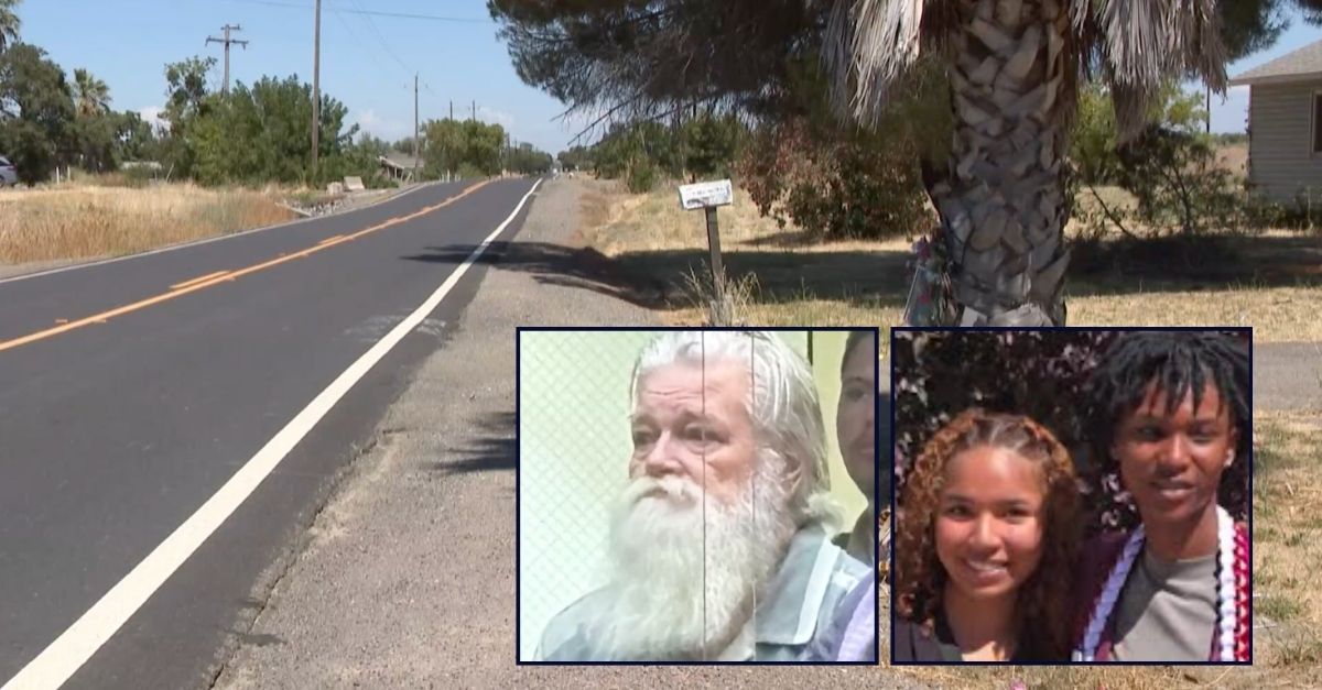 Left inset: David Walker. Right inset: Layla Clemons on the left and Jaea Chatman on the right. Background: The area where David Walker allegedly hit Layla Clemons and Jaea Chatman in California as they were riding bicycles (KXTV). 