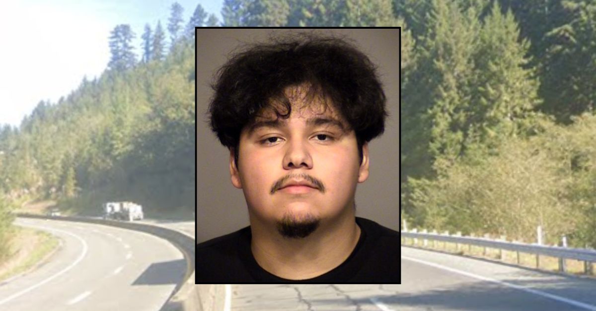 Inset: Leonardo Rodriguez (Ventura County District Attorney's Office). Background: U.S. Highway 101 in Newbury Park, California, where Rodriguez crashed his car while driving 124 mph, killing his friend and girlfriend (Google Maps).