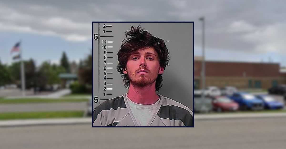 Tristin Chase appears in a booking photo inset against an image of a jail in Idaho.