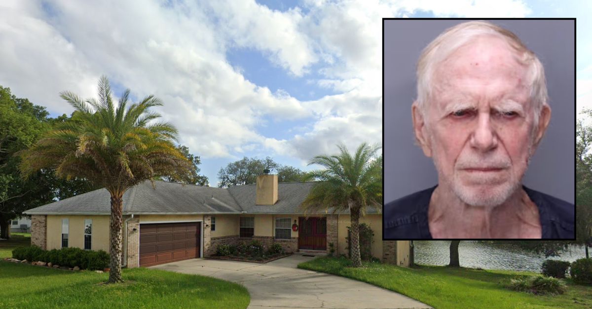 Inset: William A. Lippold (St. John's County Sheriff's Office). Background: The Florida home where Lippold allegedly killed his wife (Google Maps).