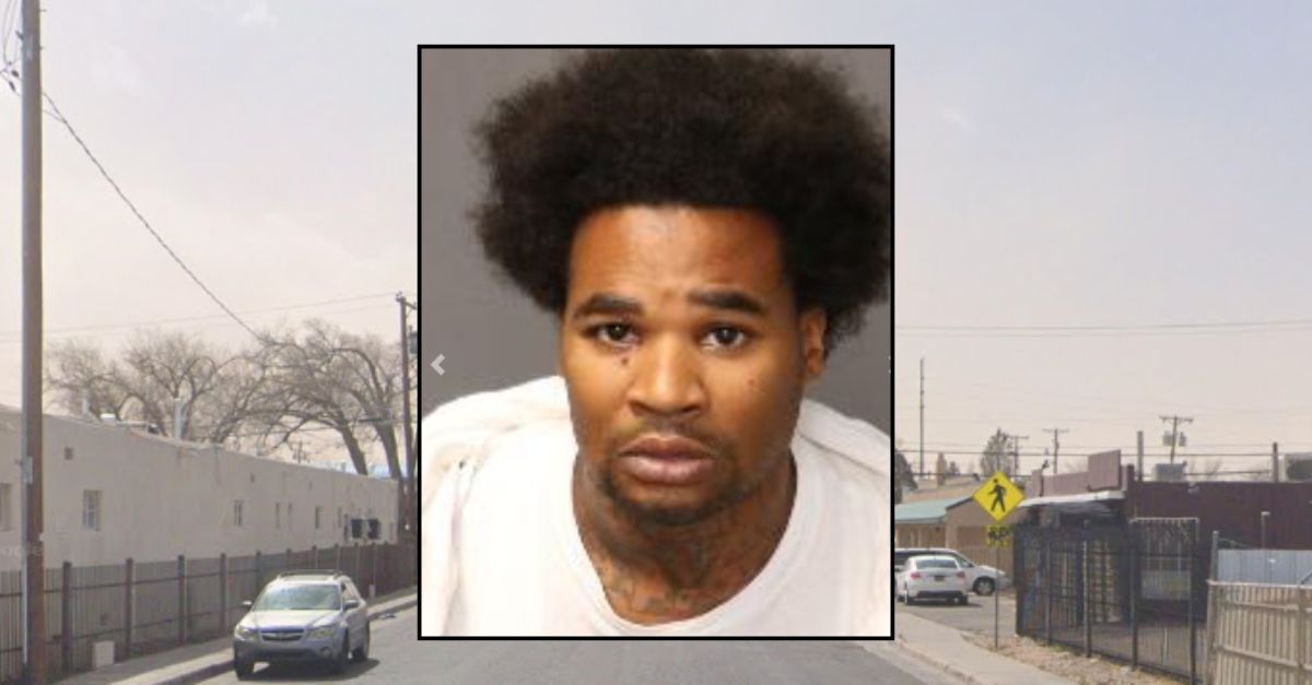 Inset: Kwamie L'Shuan Williamson (Metropolitan Detention Center). Background: The area in New Mexico where Williamson allegedly killed another man (Google Maps).