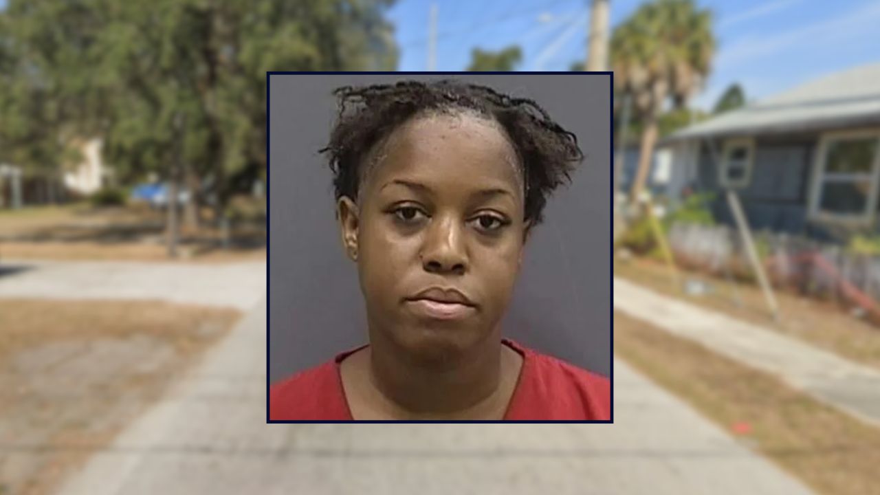 Arayia Hudson inset against a residential street in Florida.