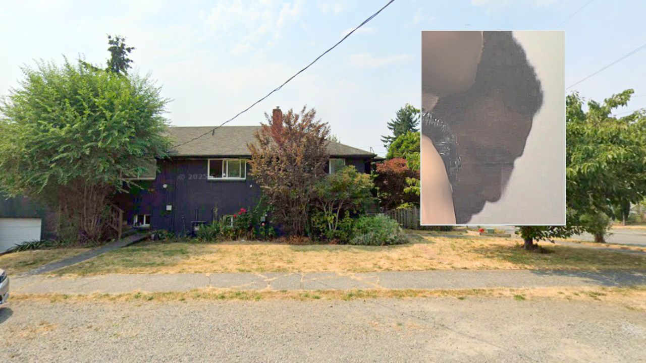 Inset: Dontaevian Murray in court (KING/YouTube). Background: The Seattle home where Dontaevian Murray allegedly killed his infant daughter (Google Maps). 