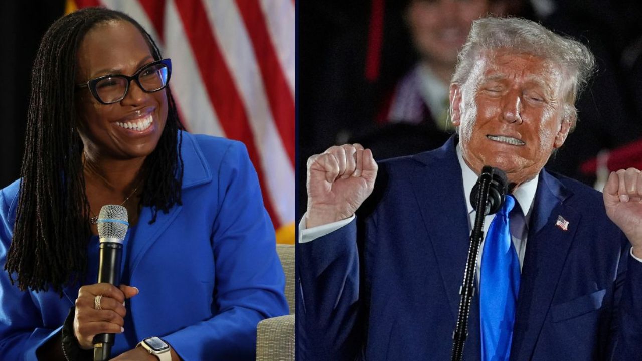 LefT: Ketanji Brown Jackson. Right: Donald Trump.