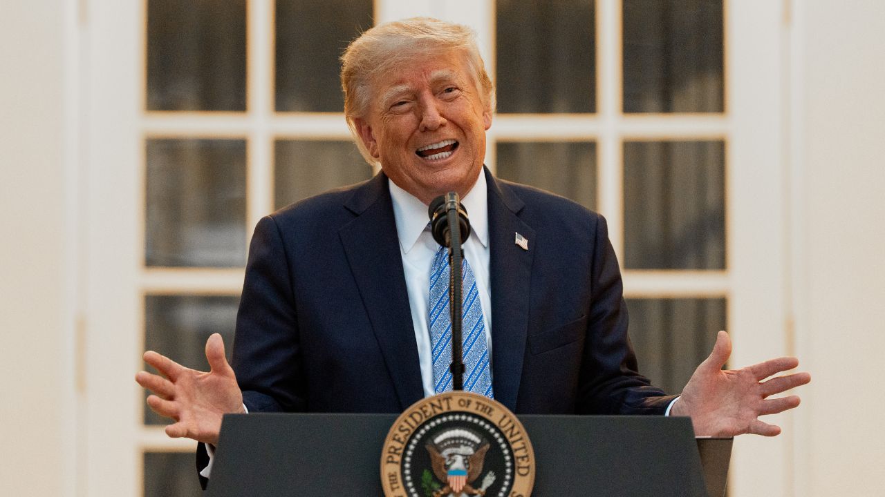 Donald Trump in the Rose Garden.
