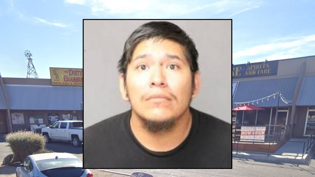 Inset: Stephan Natseway (Metro Detention Center). Background: The bar where Natseway allegedly left his toddlers locked in the car (Google Maps).