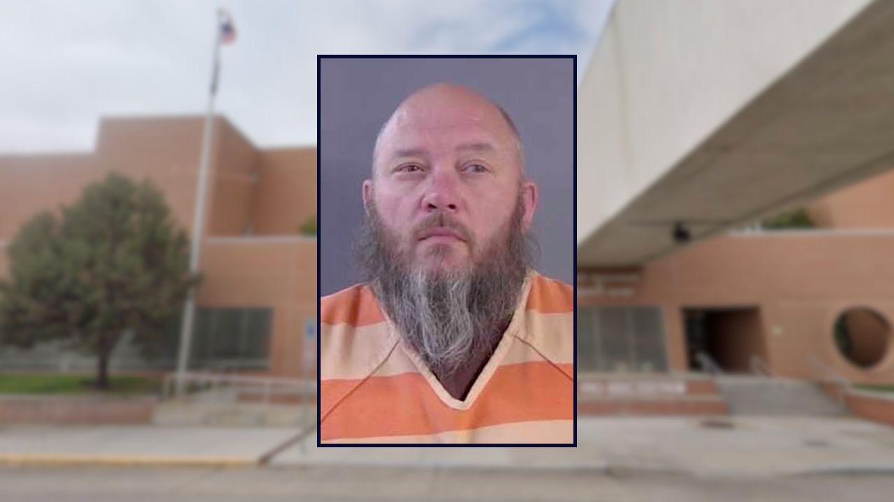 Jesse Ward inset against a criminal justice complex in Wyoming.