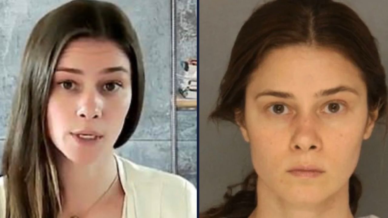 Nicole Virzi (Heart and Mind Journal). Right: Virzi after her arrest (Allegheny County Jail).