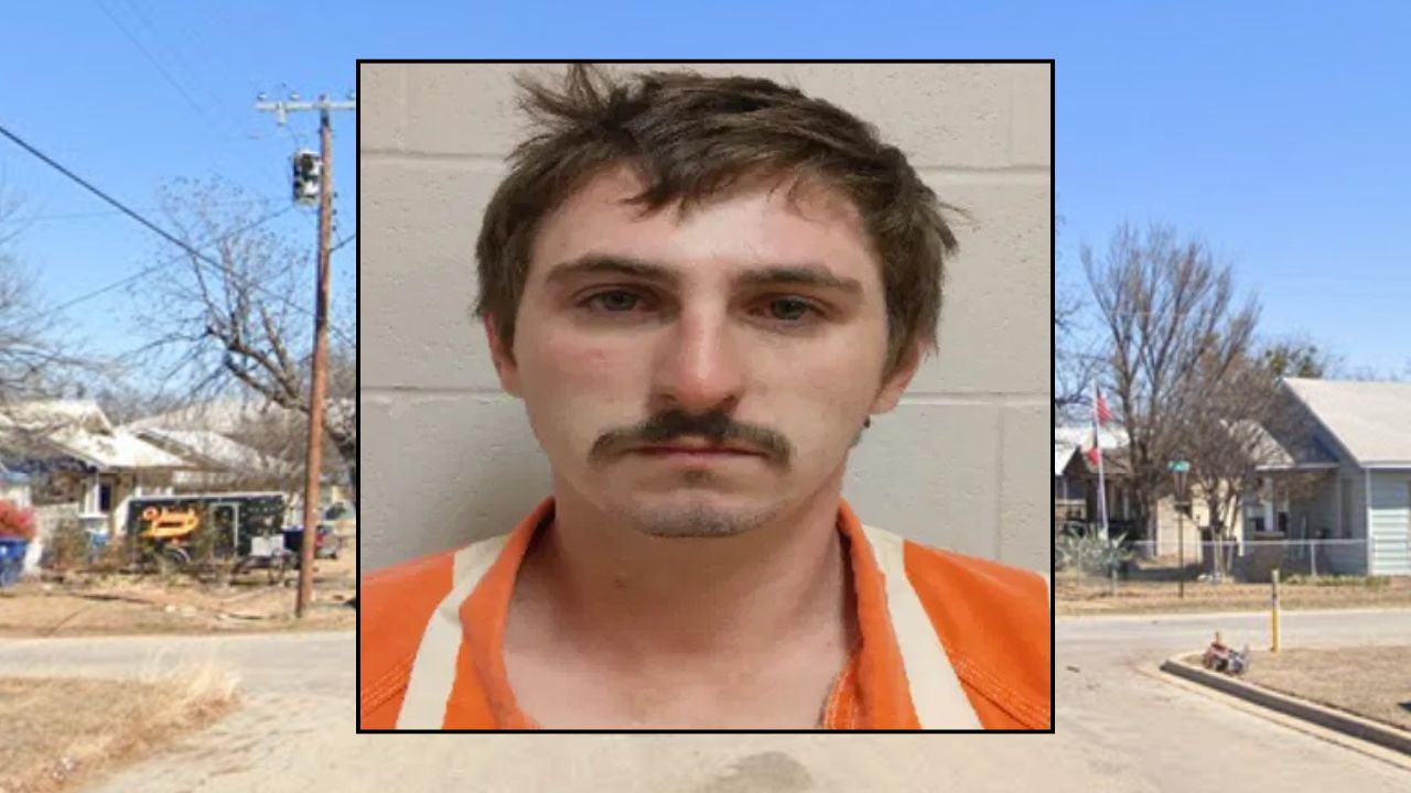 Inset: Joseph Dean Williamson (Brown County Jail). Background: The area in Texas where Williamson killed Taylor Hart (Google Maps).